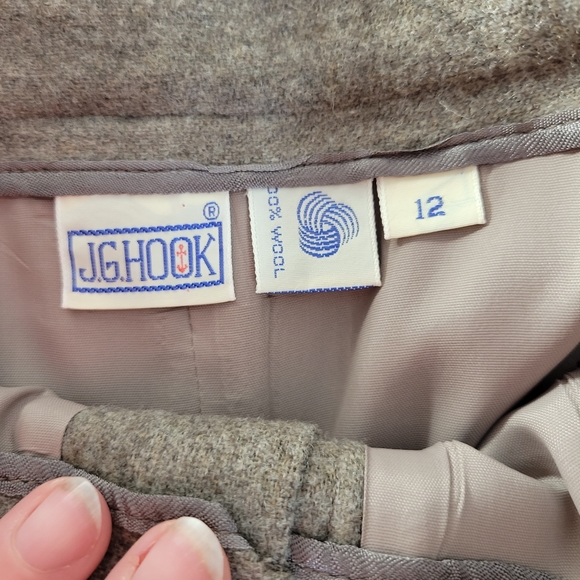 Vintage J G Hook Wool A-line lined Btn Frnt Skirt with Back Split Brown Size 12 - Picture 9 of 9